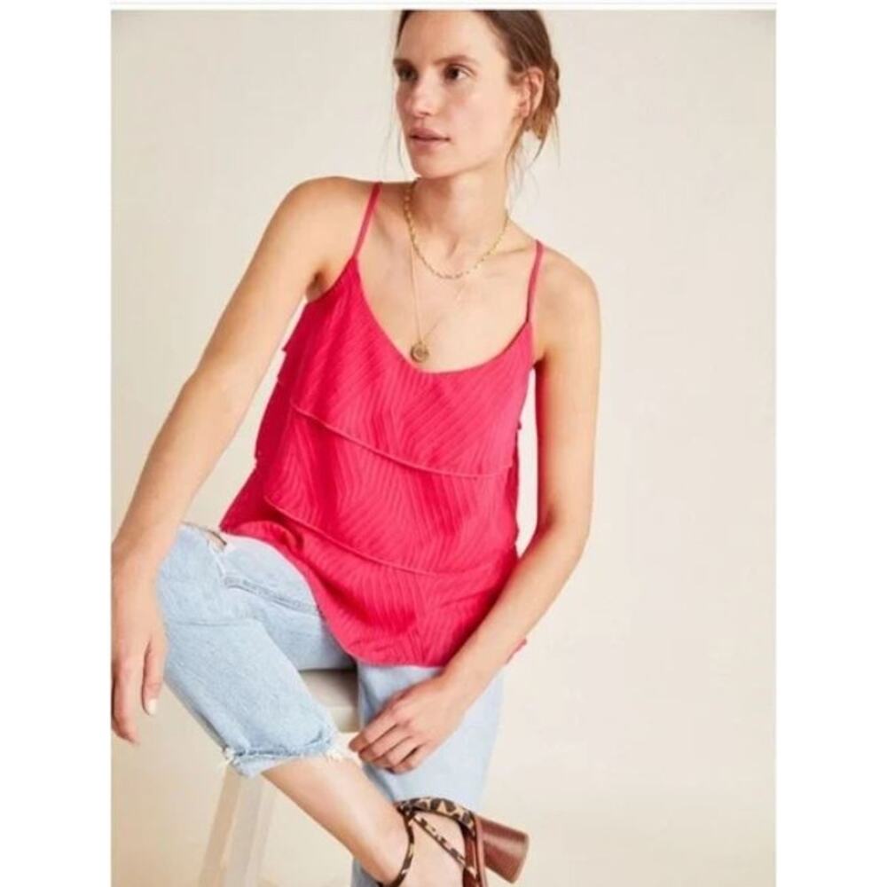 NWOT Anthropologie Amadi Ameline Pink Textured Tiered Tank - Size XL - Picture 3 of 8
